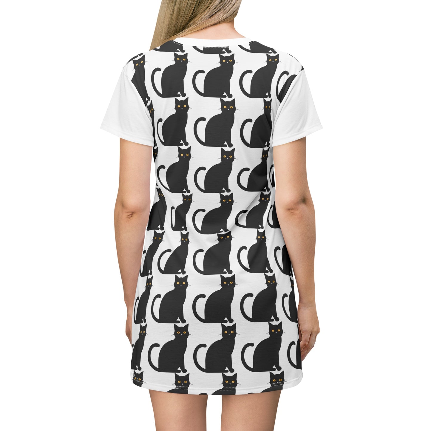 Black Cat T-Shirt Dress (AOP)