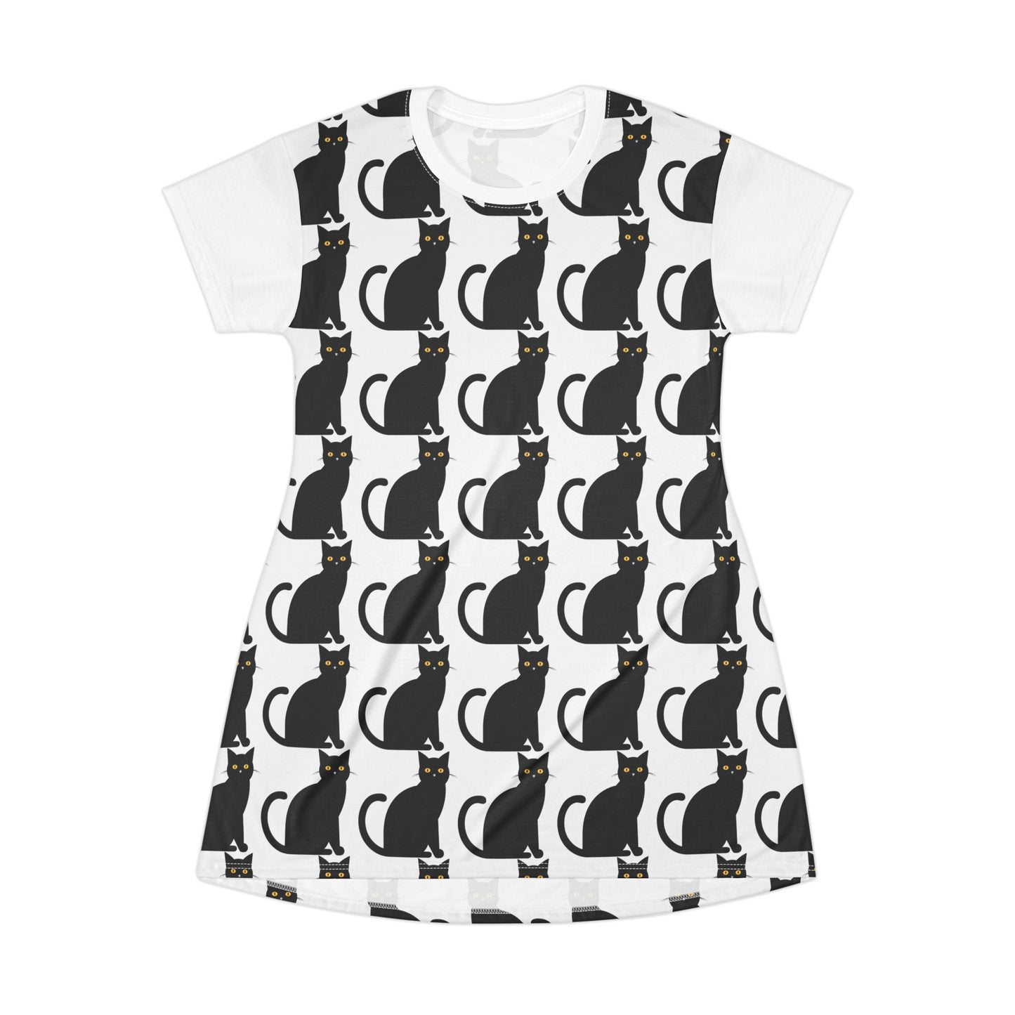 Black Cat T-Shirt Dress (AOP)