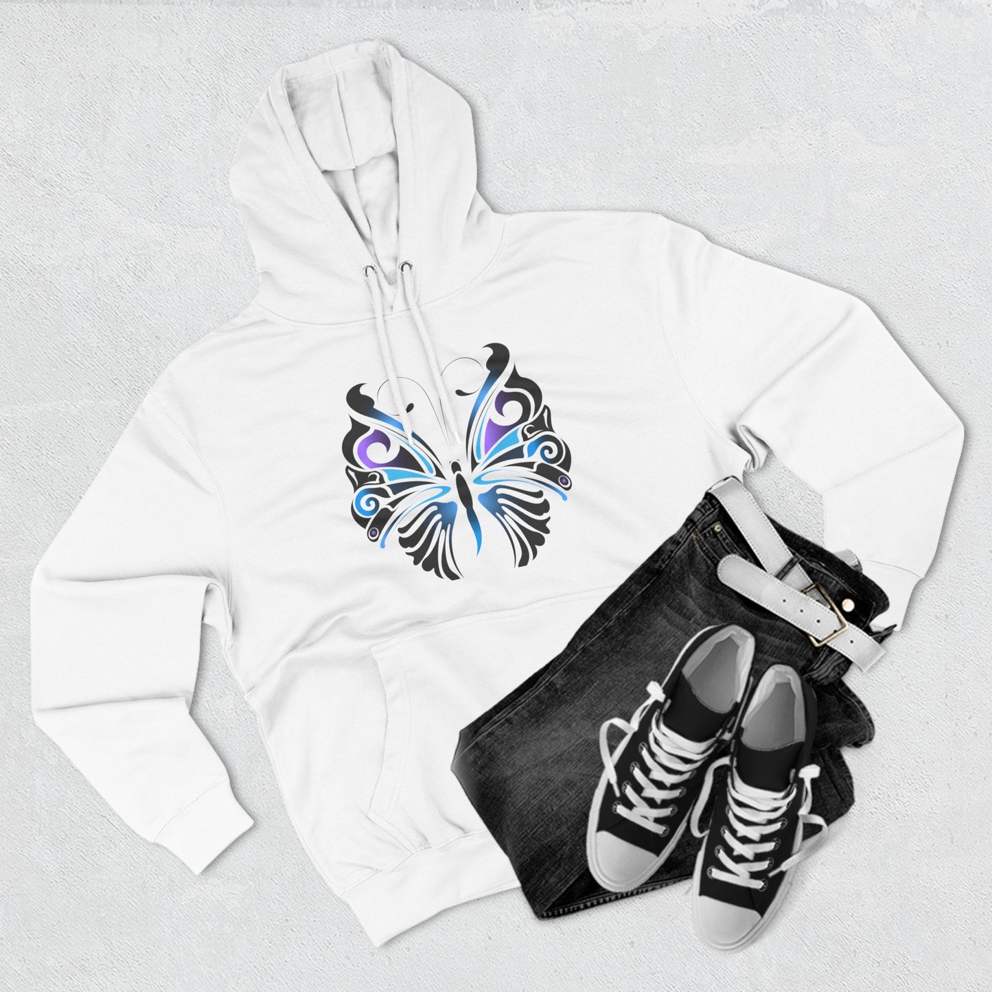 Butterfly Three-Panel Fleece Hoodie