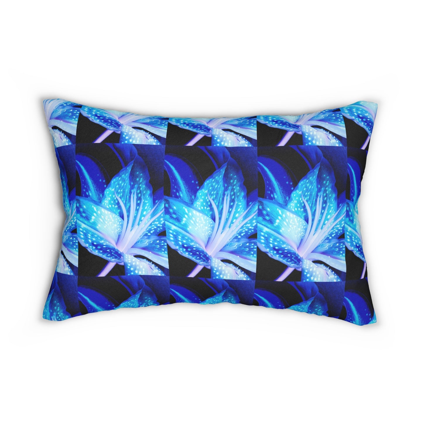 Blue Abstract Flower Spun Polyester Lumbar Pillow