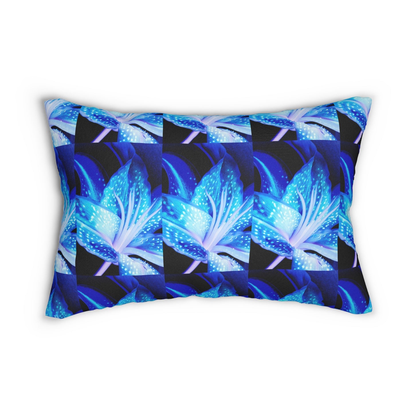 Blue Abstract Flower Spun Polyester Lumbar Pillow