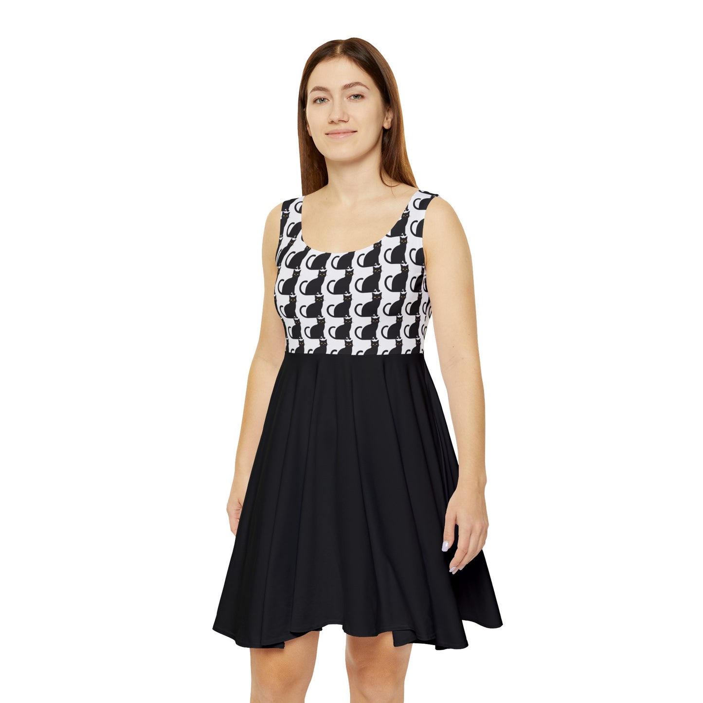 Black Cat Women's Skater Dress (AOP)