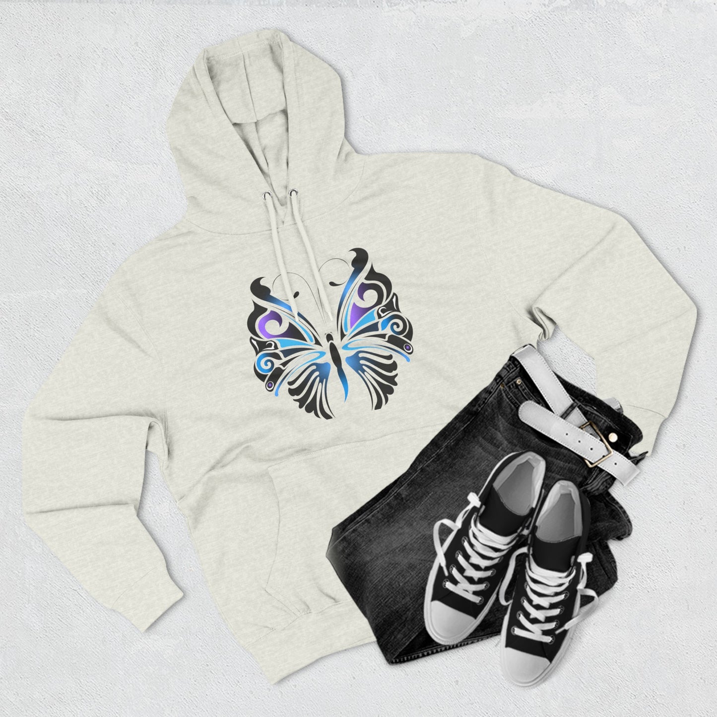 Butterfly Three-Panel Fleece Hoodie