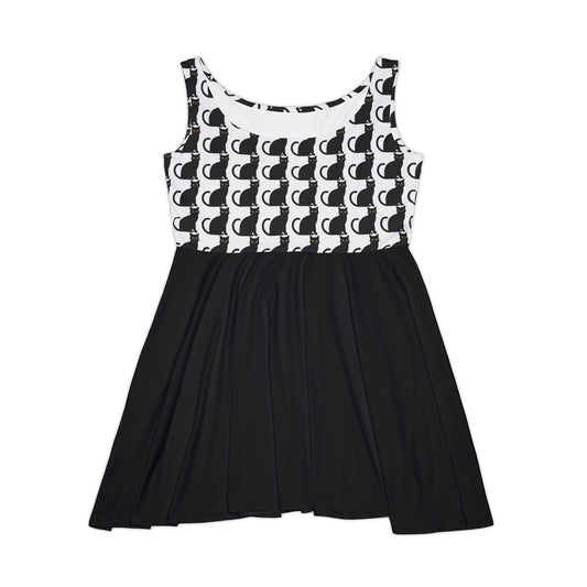 Black Cat Women's Skater Dress (AOP)