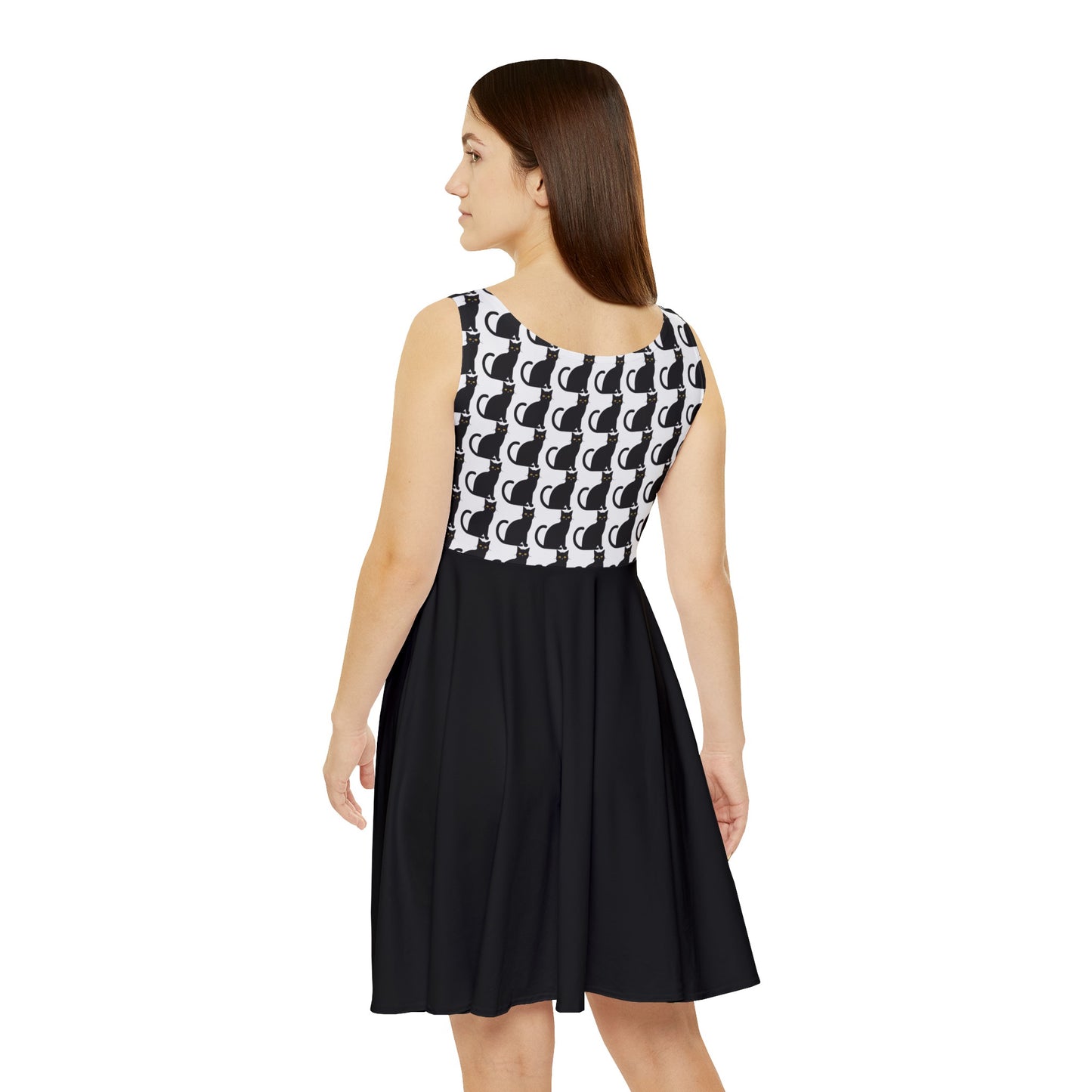 Black Cat Women's Skater Dress (AOP)