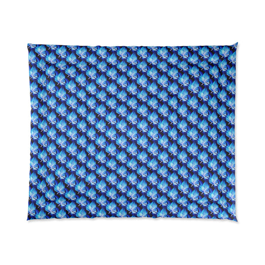 Blue Abstract Flower Comforter